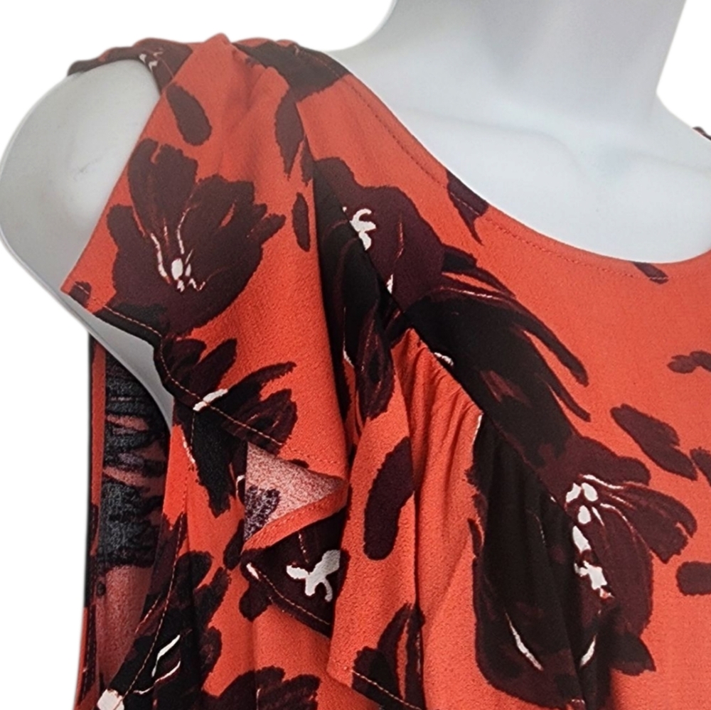 NWOT A New Day Floral Sleeveless Summer Dress Size Medium Orange Lightweight. - Picture 4 of 9